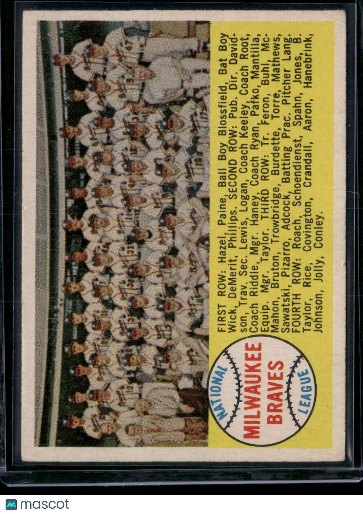 1958 Topps MILWAUKEE BRAVES #377