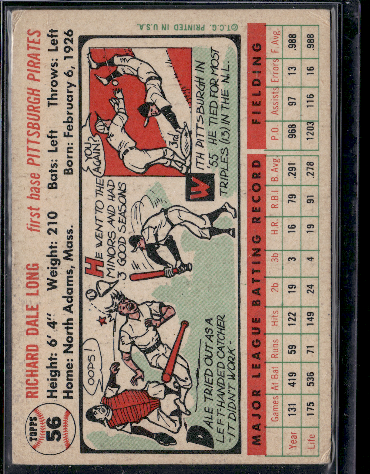 1956 Topps DALE LONG #56
