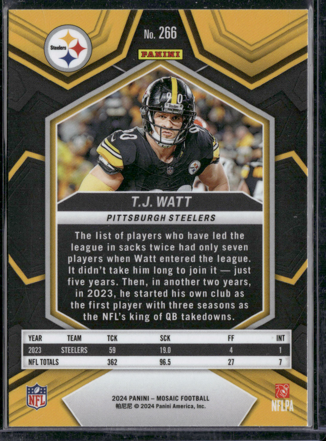 2024 Panini Mosaic T.J. WATT #266 NATIONAL PRIDE