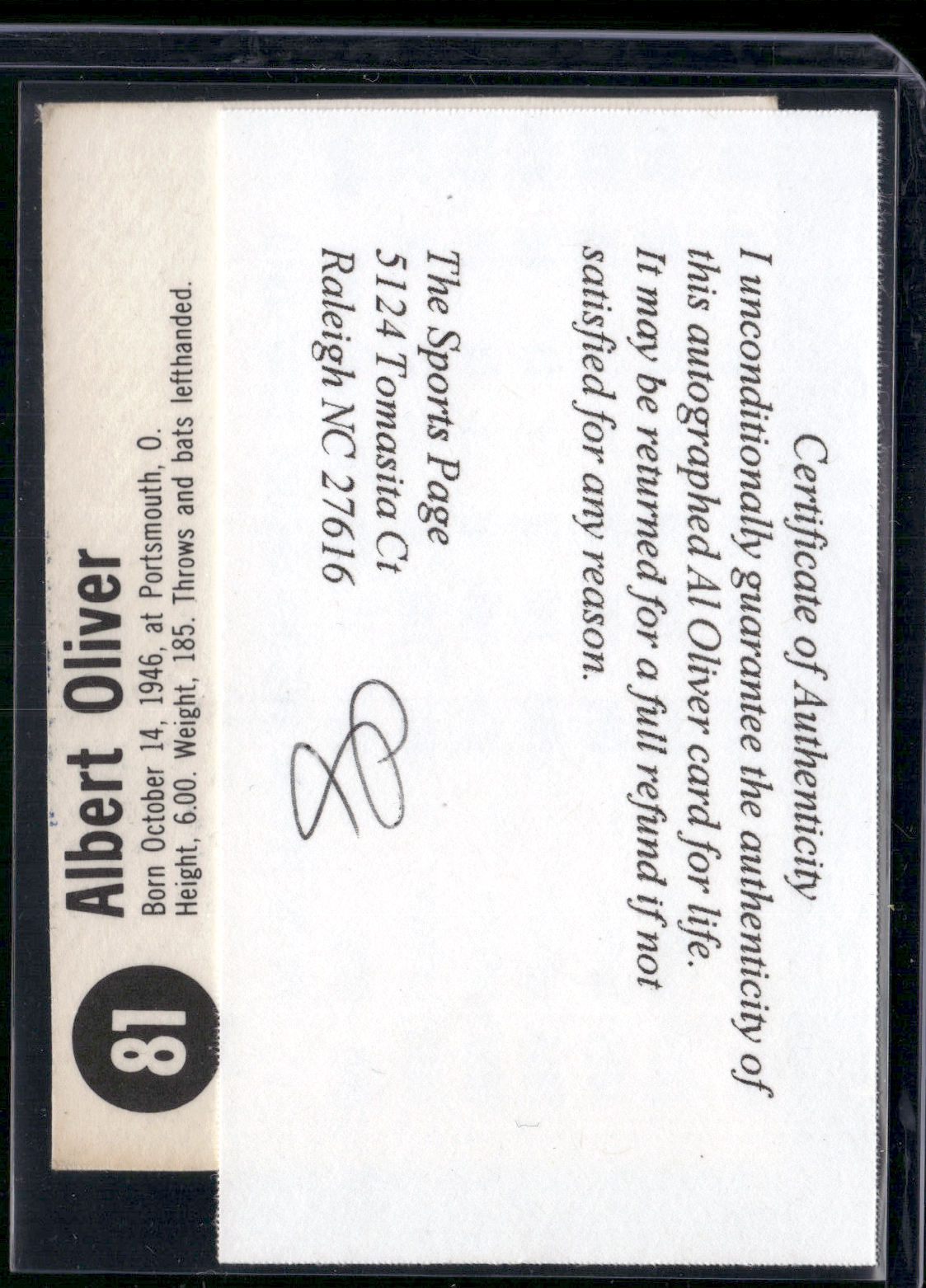 1975 Twinkies AL OVILVER #81 Auto Certified (VG)