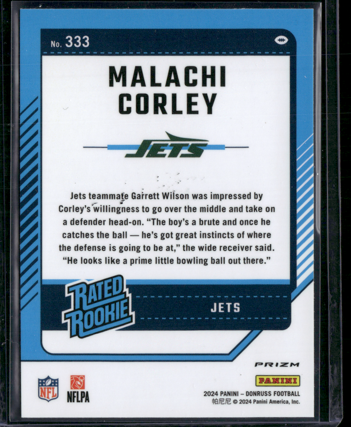 2024 Donruss Football MALACHI CORLEY #333 Optic Preview Pink Prizm Rookie RC