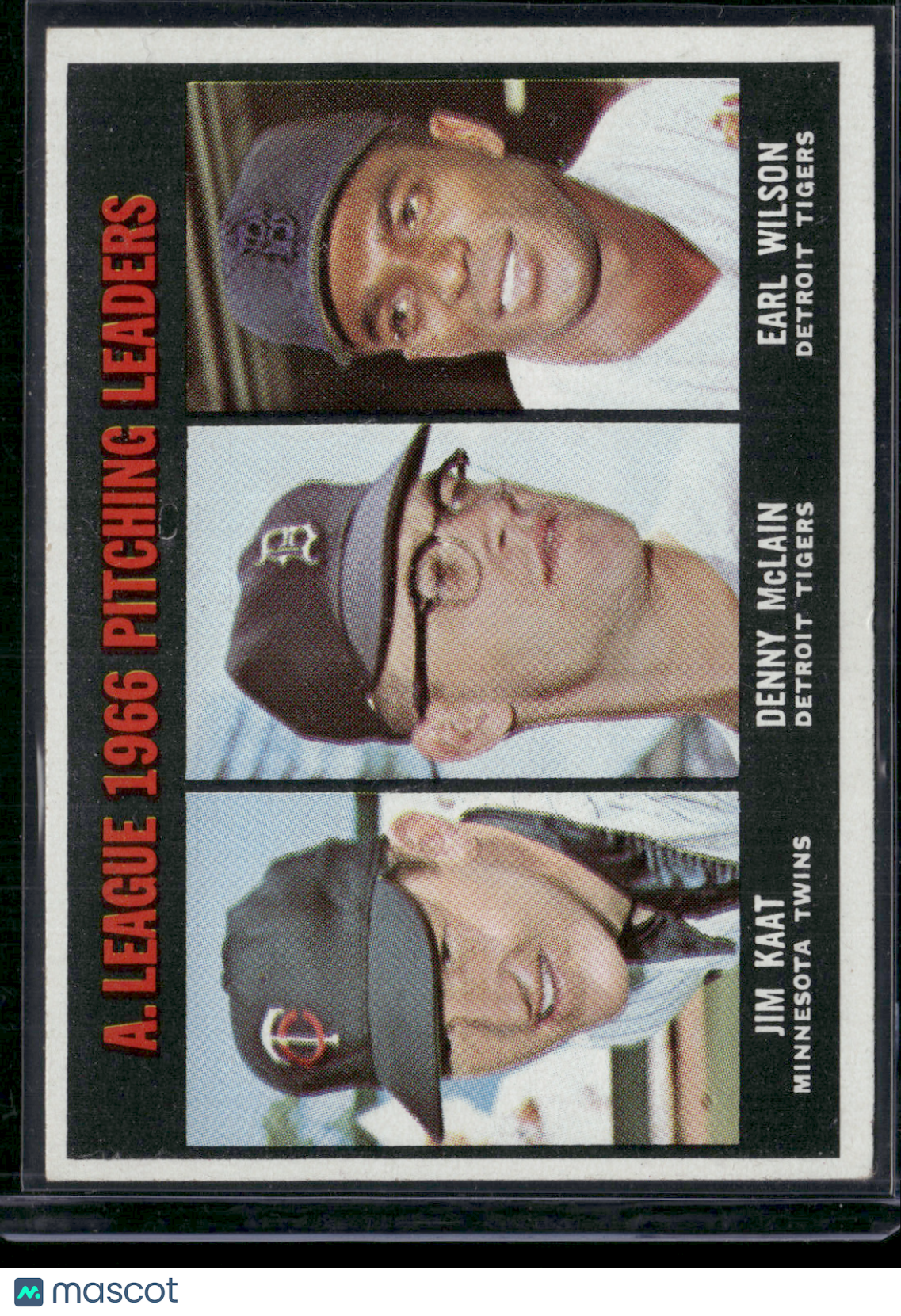 1967 Topps JIM KAAT/DENNY MCLAIN/WILSON #235 1966 AL Pitching Leaders(EX-EX/MT)