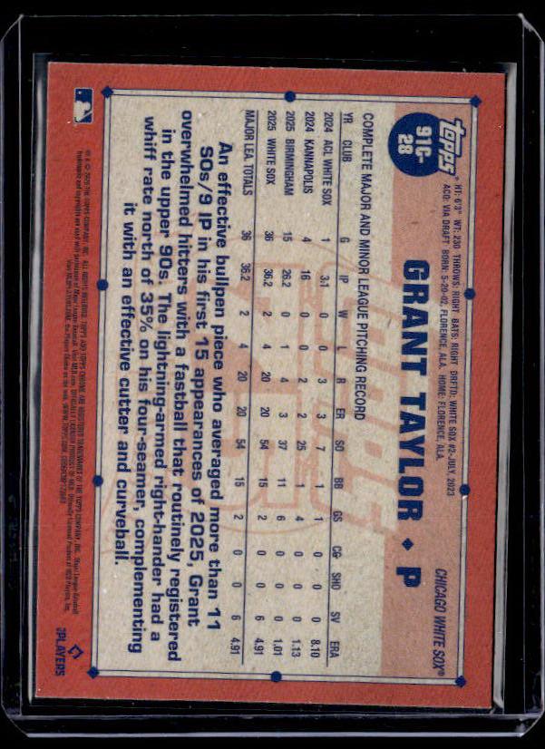 2026 Topps Series 1 GRANT TAYLOR #91C-28 1991 Topps Mojo Rookie RC