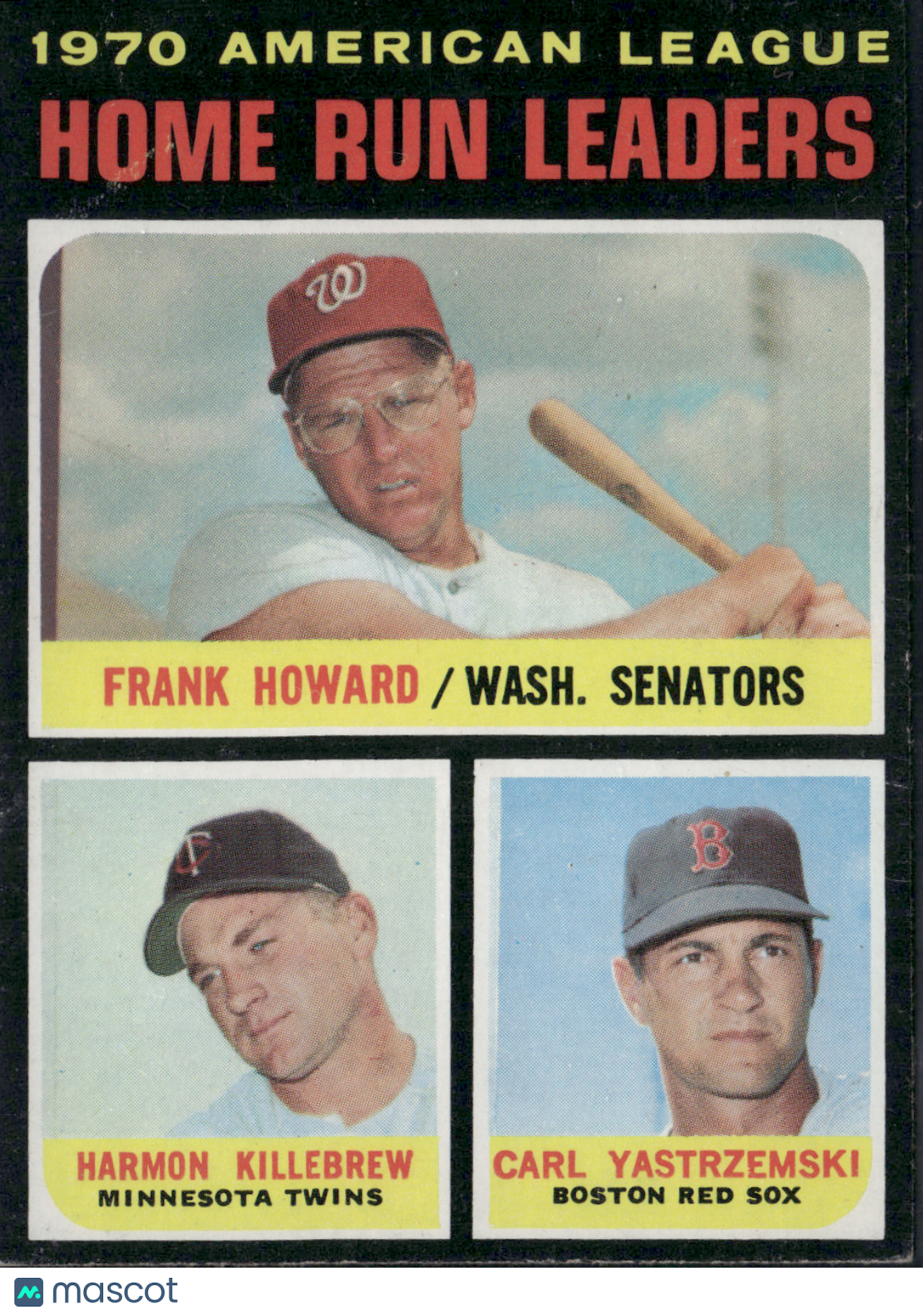 1971 Topps CARL YASTRZEMSKI/KILLEBREW/HOWARD #65 1970 AL HR Leaders (VG)