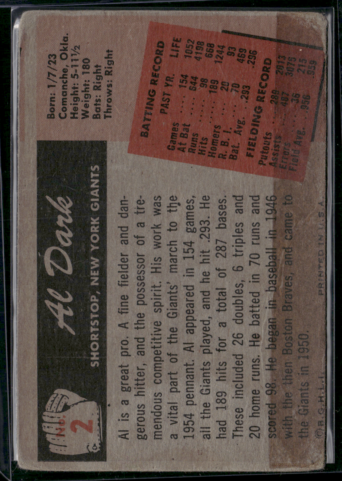 1955 Bowman AL DARK #2