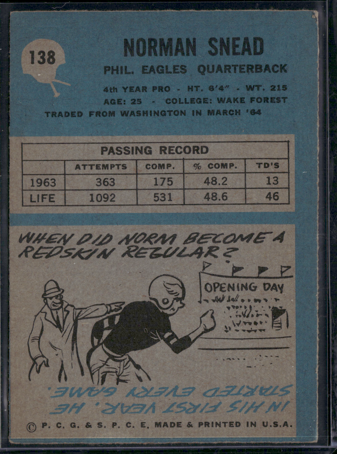 1964 Philadelphia NORMAN SNEAD #138 (VG/EX)