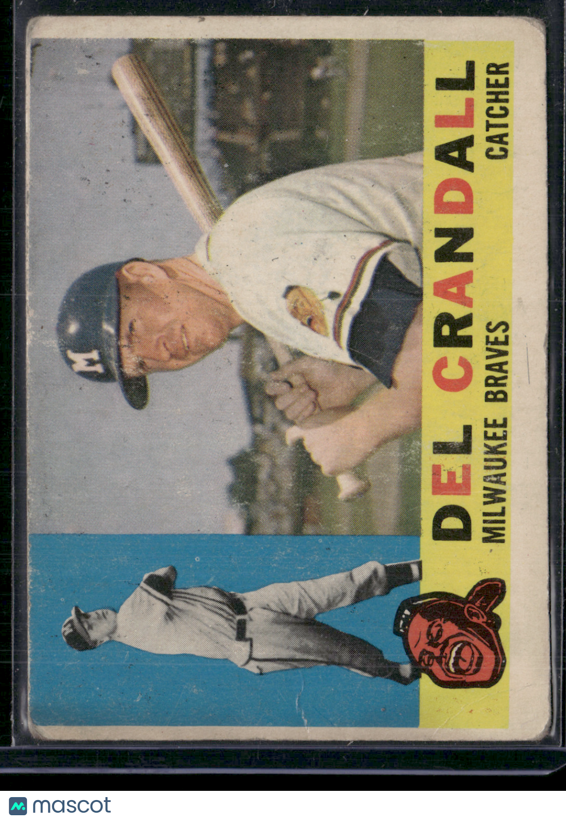 1960 Topps DEL CRANDALL #170 Ink on back Toning Wrinkles Print Snow (VG)