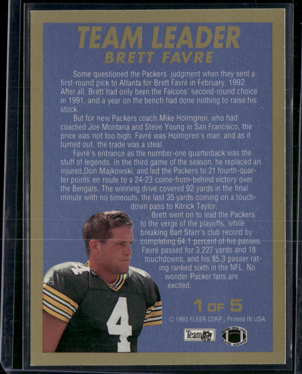 1993 Fleer BRETT FAVRE #TL1 Team Leader (NM)