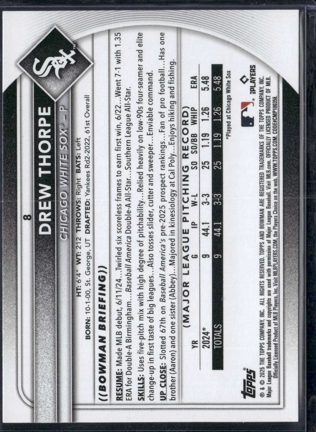 2025 Bowman DREW THORPE RC Rookie Card #8