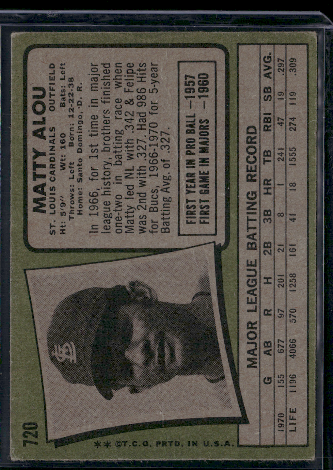 1971 Topps MATTY ALOU #720