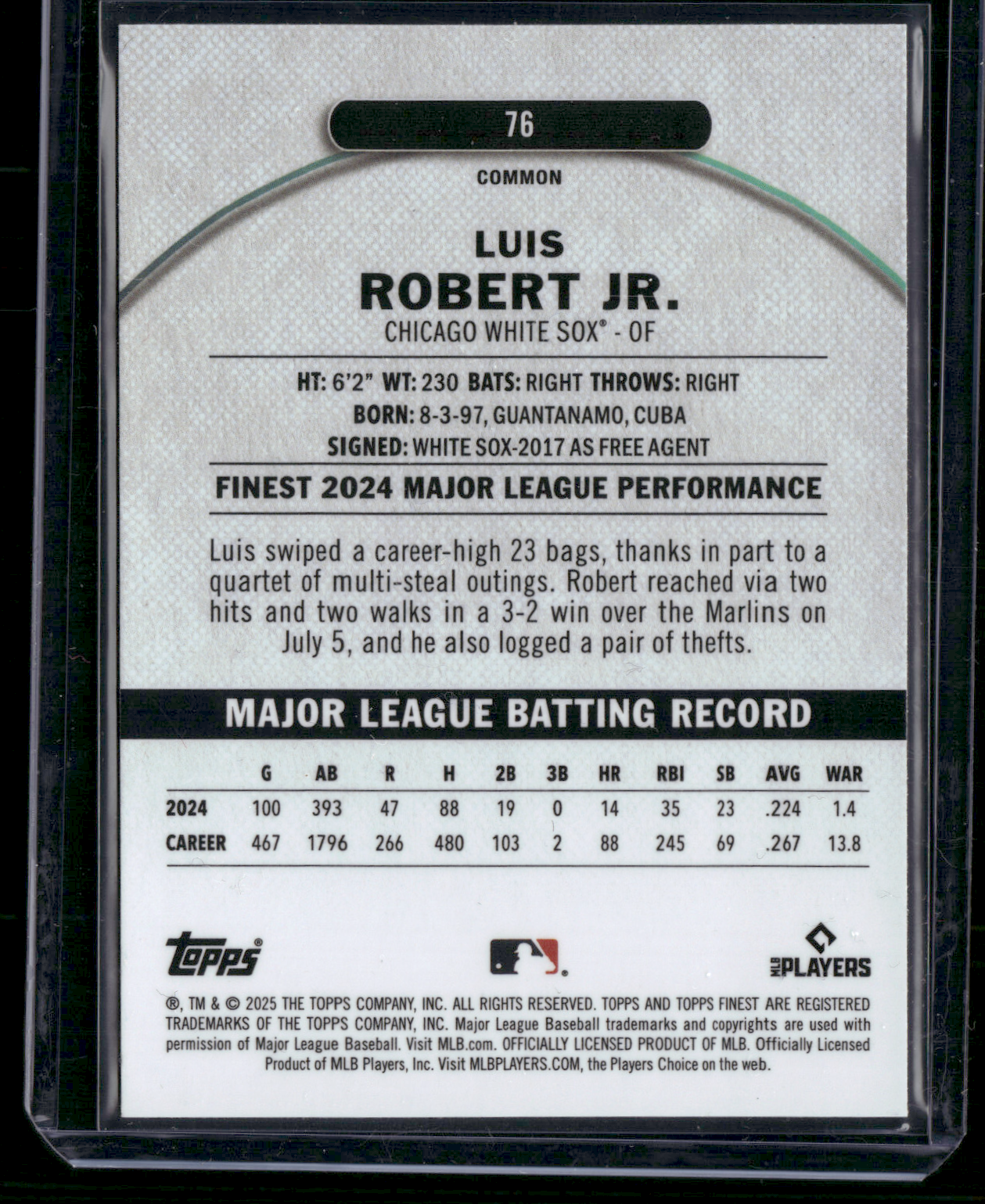 2025 Finest LUIS ROBERT JR #76 Common
