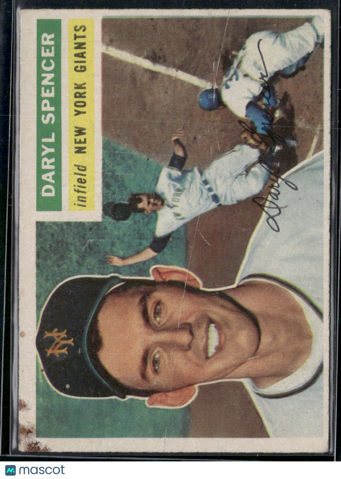 1956 Topps DARYL SPENCER #277 Surface Scratches Color Loss