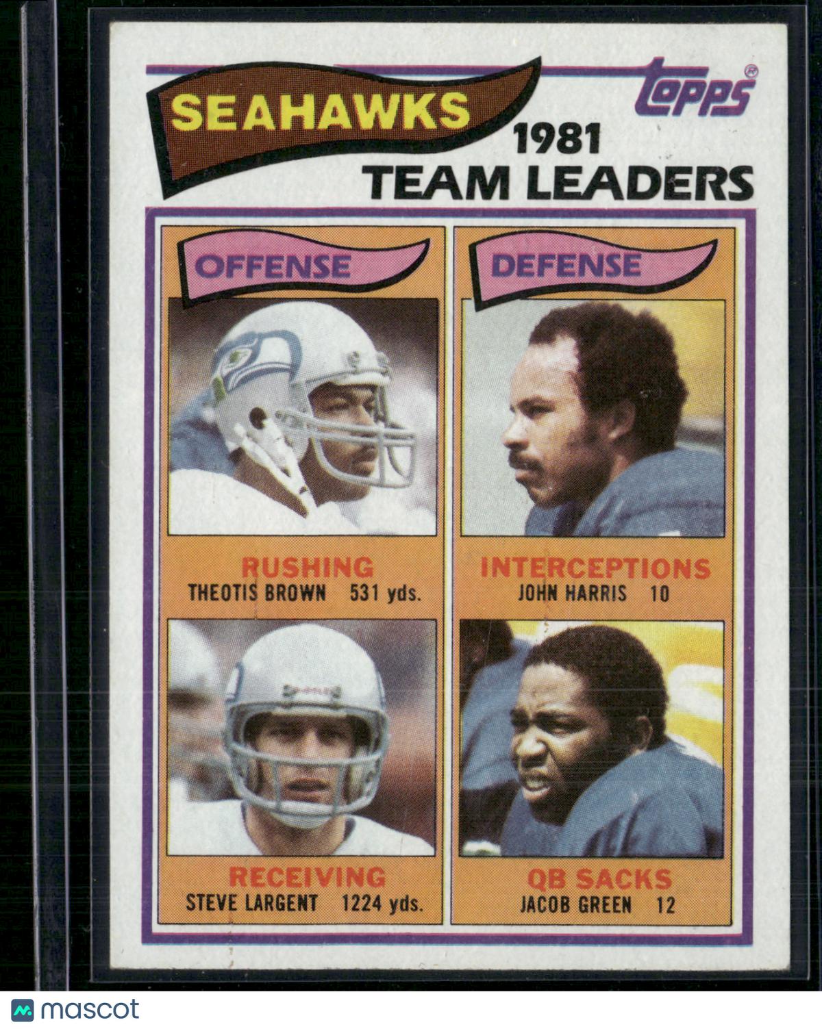 1982 Topps SEAHAWKS TEAM LEADERS - STEVE LARGENT #243 (EX/MT-NM)