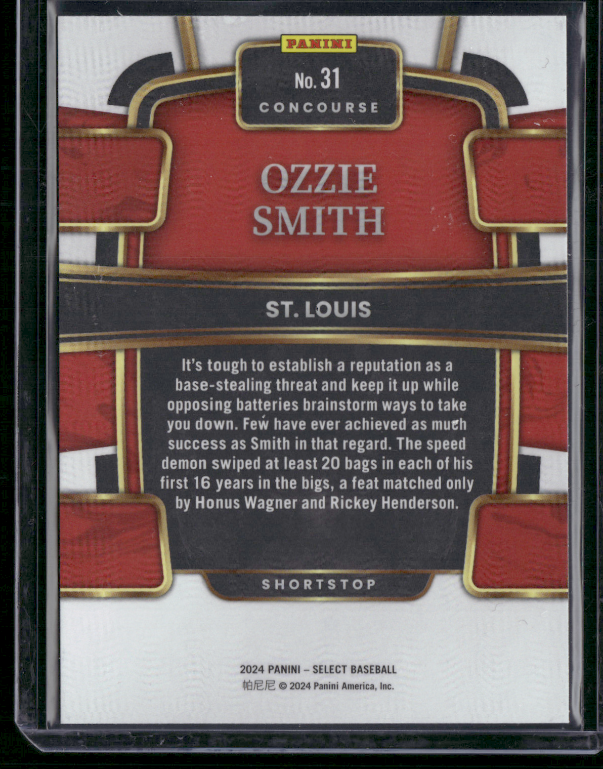 2024 Select Baseball OZZIE SMITH #31 Concourse