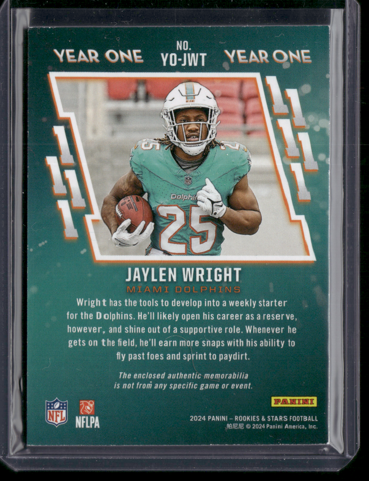 2024 Panini Rookie & Stars JAYLEN WRIGHT #YO-JWT YEAR ONE RELIC Rookie RC
