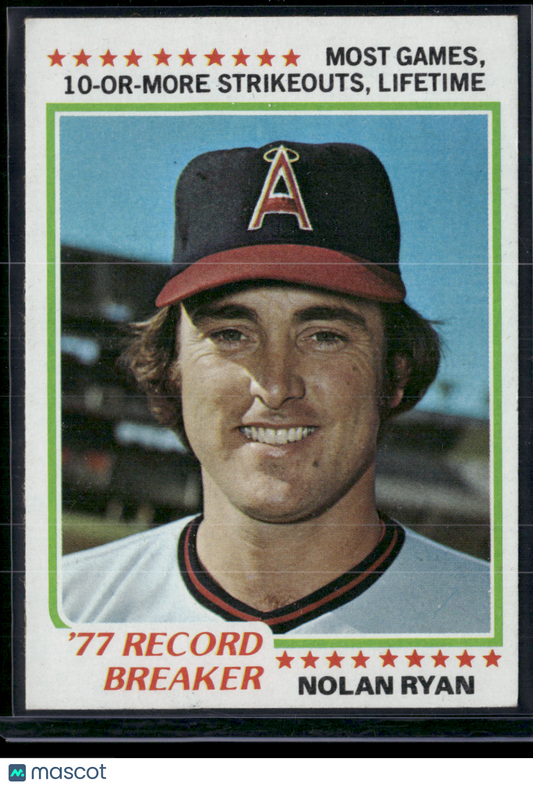 1978 Topps NOLAN RYAN #6 77 Record Breaker (EX)