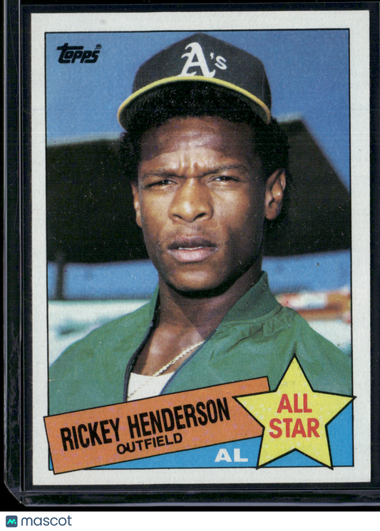 1985 Topps RICKEY HENDERSON #706 All Star Print Snow (EX-EX/MT)