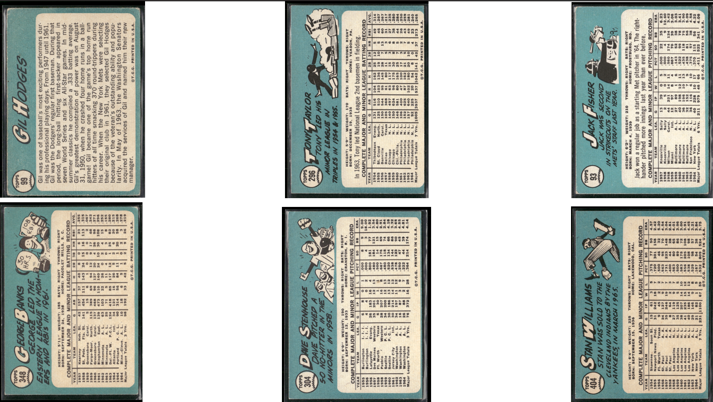 1965 Topps 10 CARDLOT- Gil Hodges Included (VG)