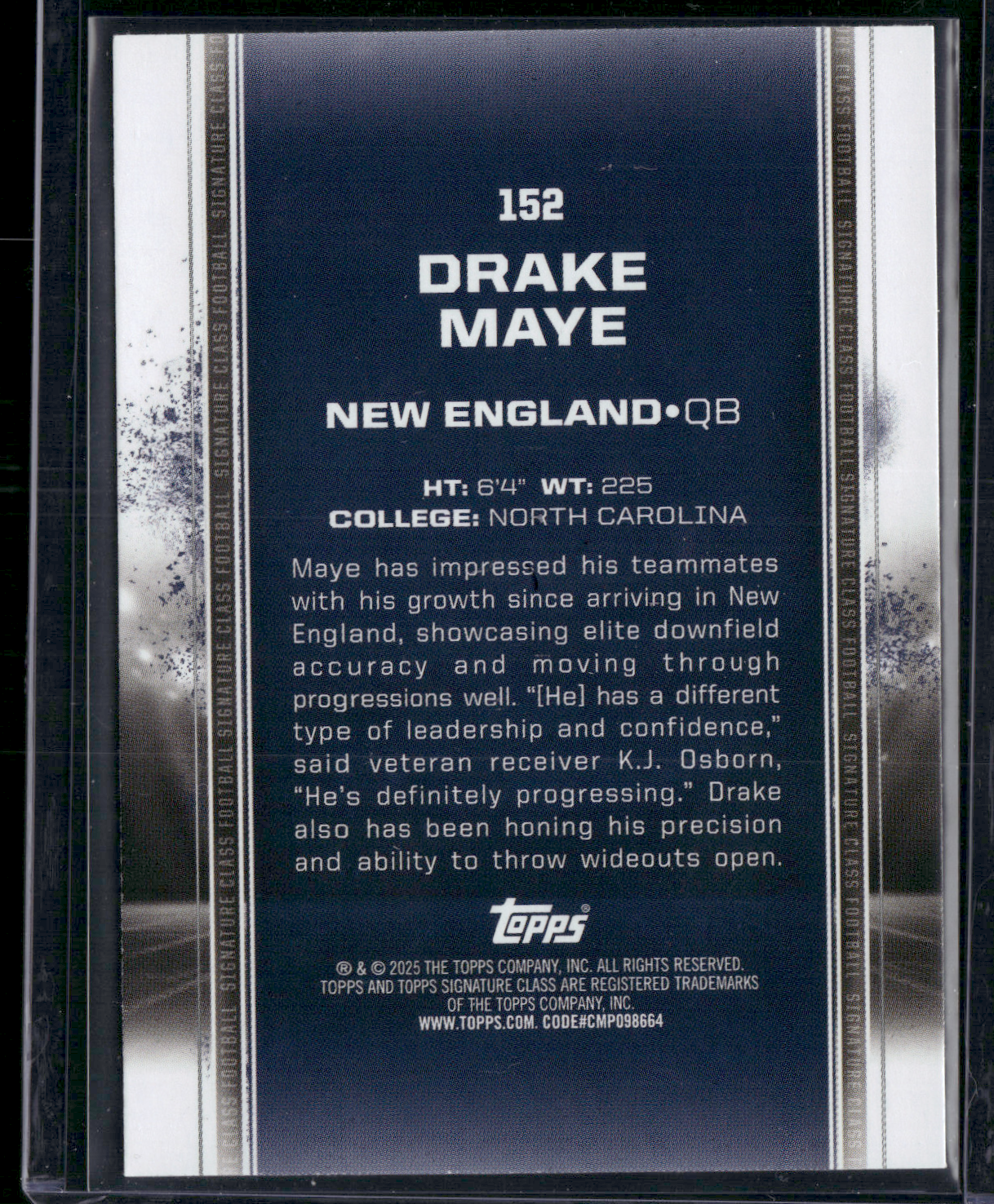 2024 Topps Signature Class DRAKE MAYE #152 COLORFUL Rookie Card RC