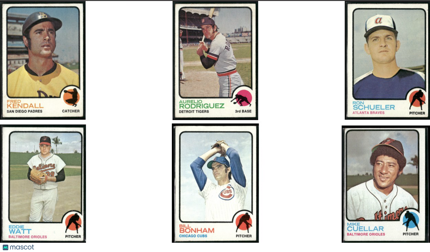 1973 Topps 6 ~ CARDLOT Fred Kendall/Mike Cuellar (VG-VG/EX)