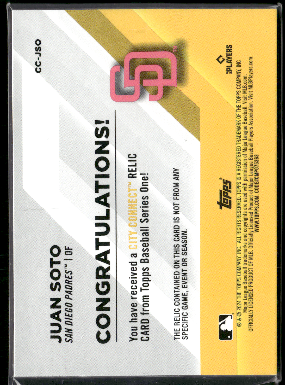 2024 Series 1 JUAN SOTO 1/25 #CC-JSO City Connect Relic
