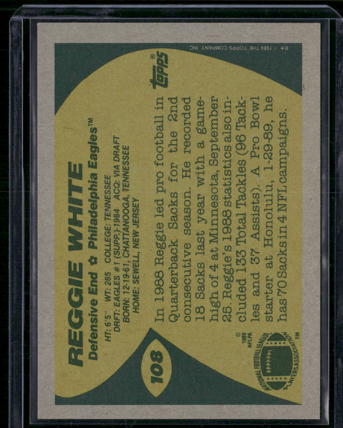 1989 Topps REGGIE WHITE #108 (NM)