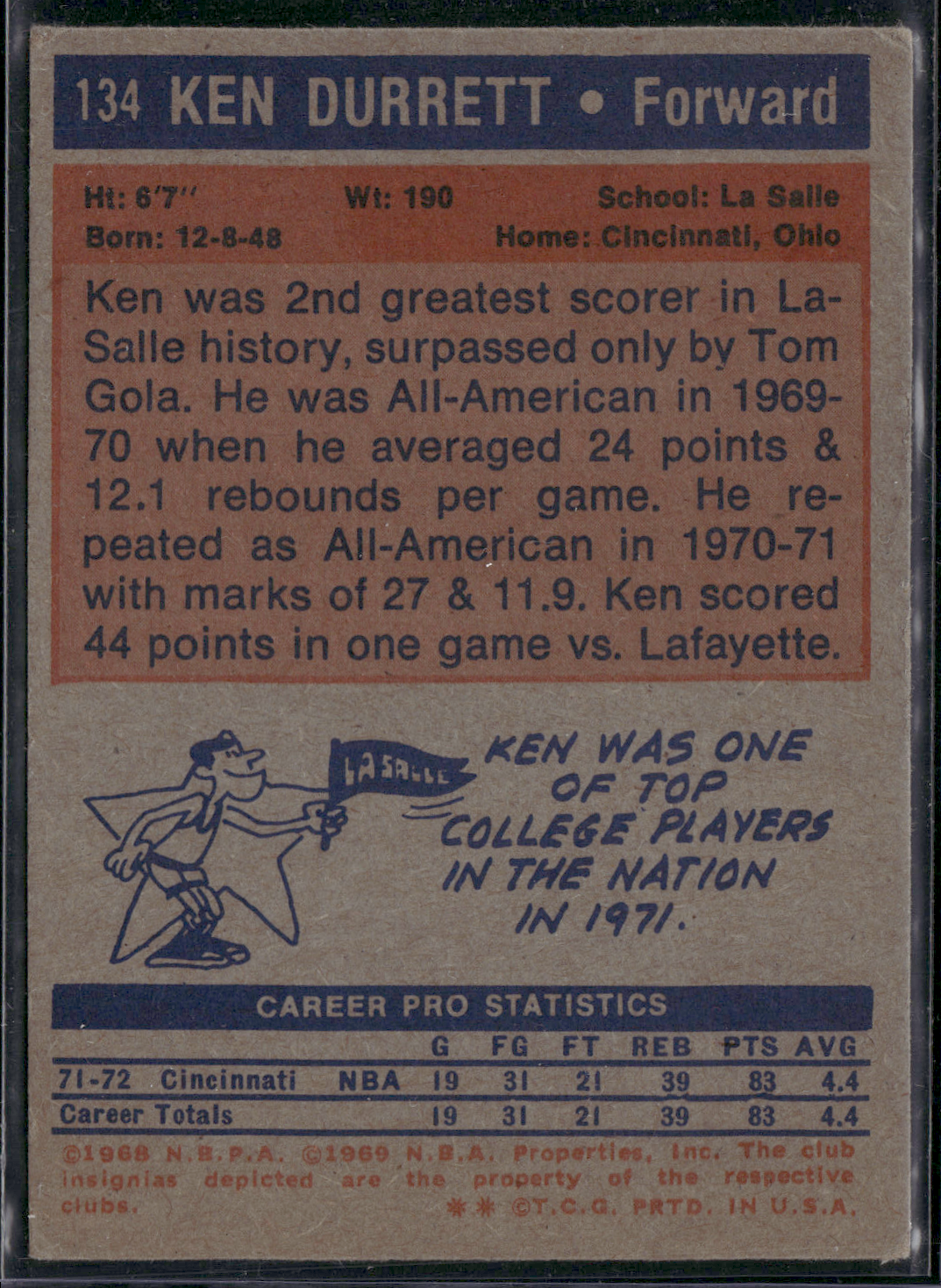 1972 Topps KEN DURRETT #134