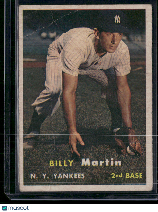 1957 Topps BILLY MARTIN #62 Intersecting Creases on Front