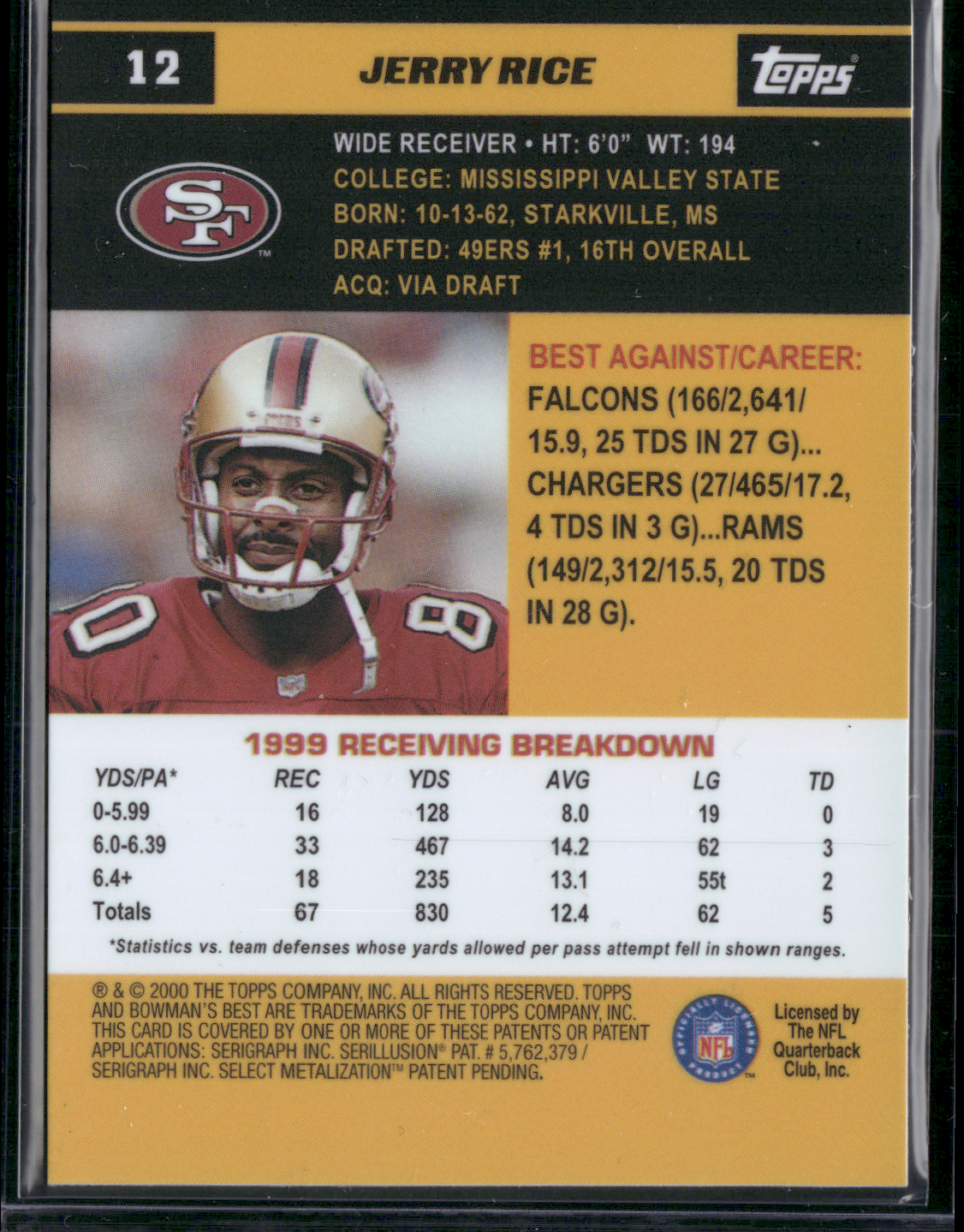 2000 Bowman's Best JERRY RICE #12 (NM)