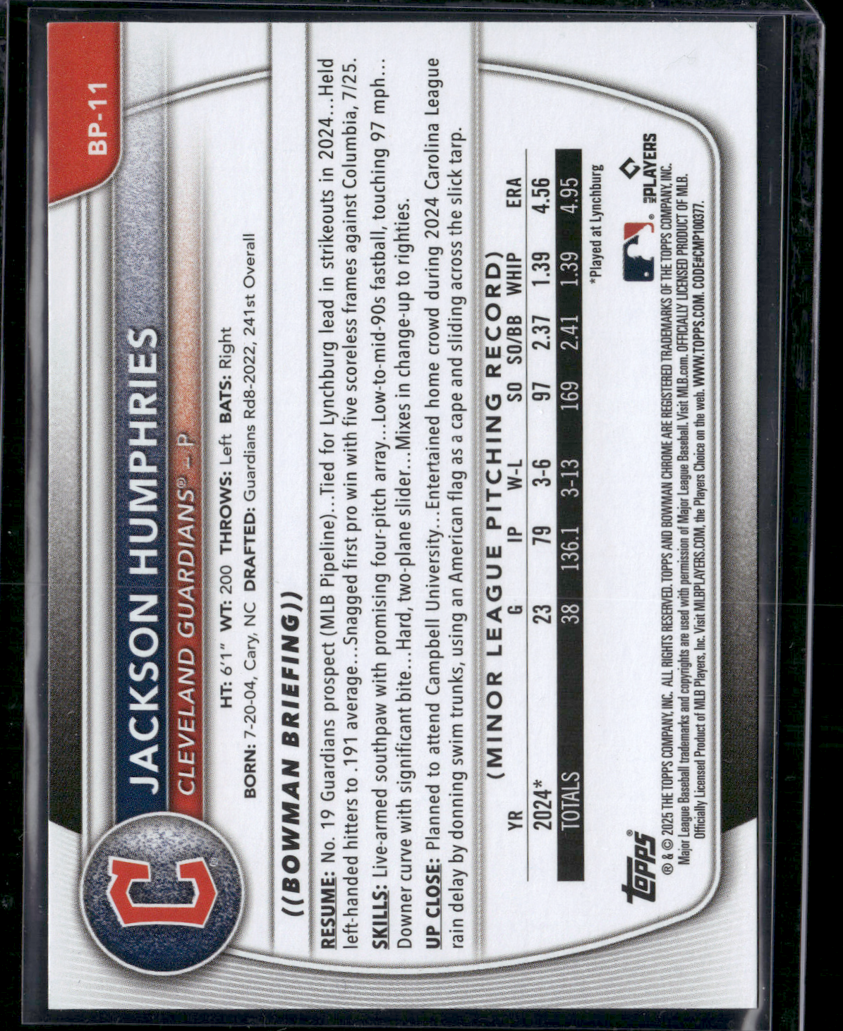 2025 Bowman JACKSON HUMPHRIES #BP-11 1st Bowman