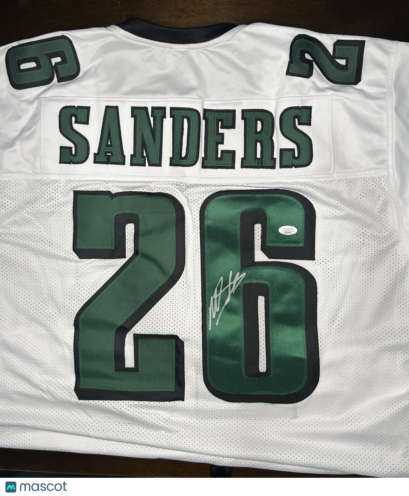 MILES SANDERS Signed Eagles Jersey–JSA COA–Custom White–Flawed | Priced to Move