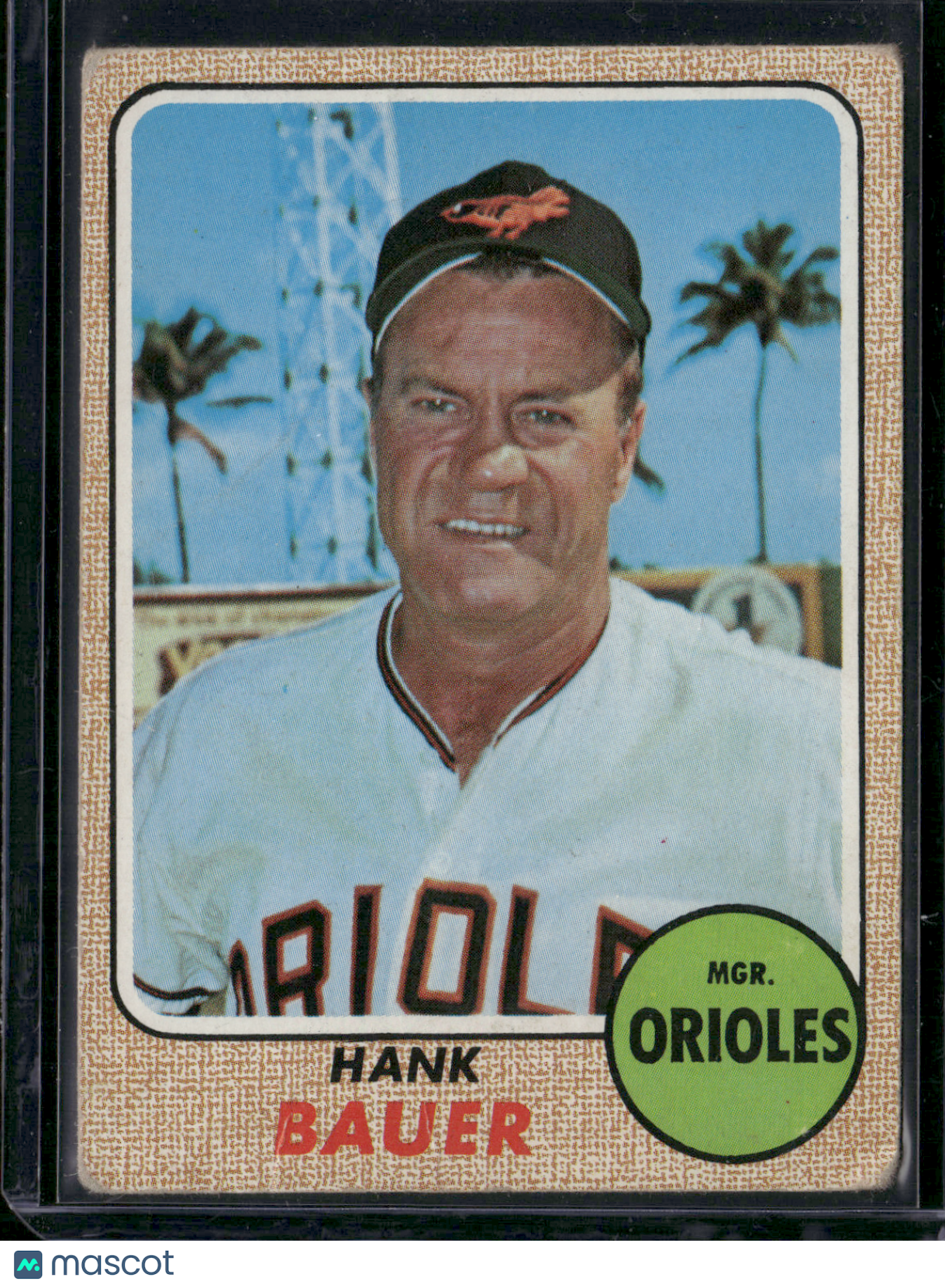 1968 Topps HANK BAUER #513 Wrinkling