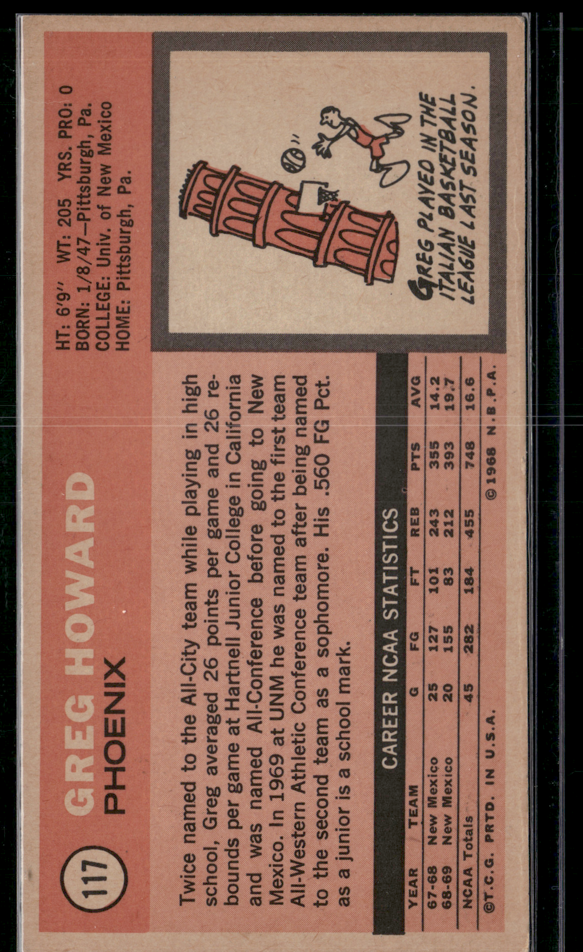 1970 Tall Boy GREG HOWARD #117 (VG-VG/EX)