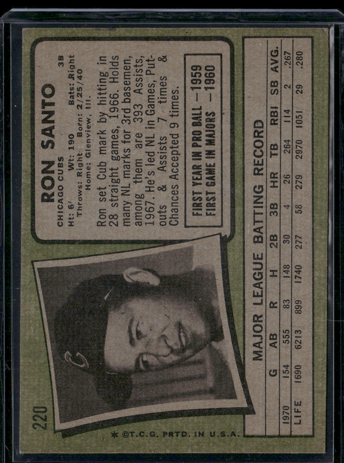 1971 Topps RON SANTO #220 (VG)