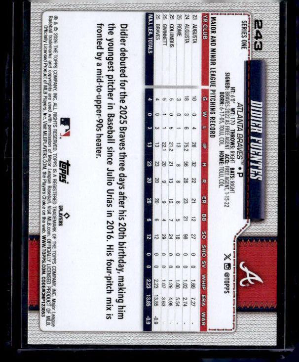 2026 Topps Series 1 DIDIER FUENTES #243 Rookie RC