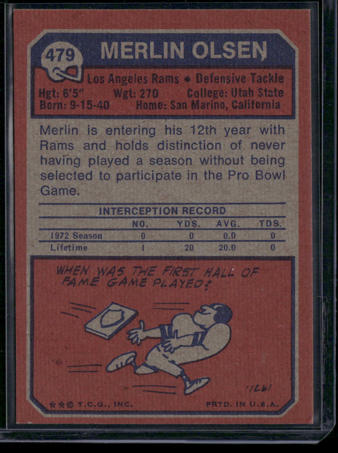 1973 Topps MERLIN OLSEN #479 (VG-EX)