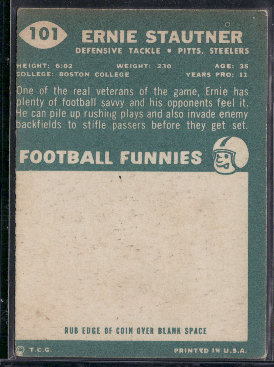 1960 Topps ERNIE STAUTNER #101