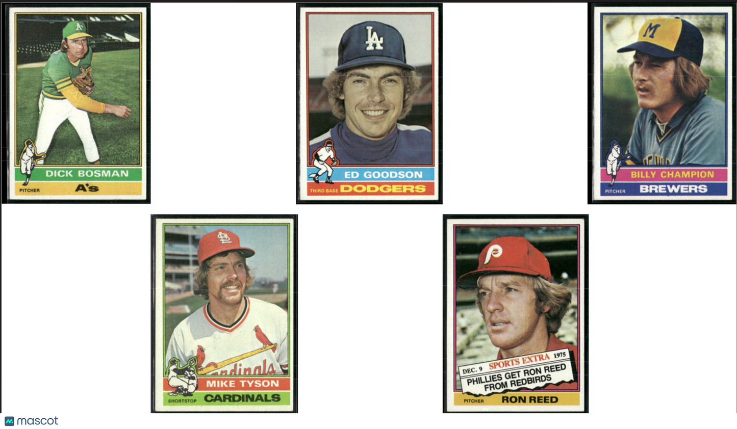 1976 Topps 5 ~ CARDLOT Dick Bosman/Ron Reed (VG/EX-EX)