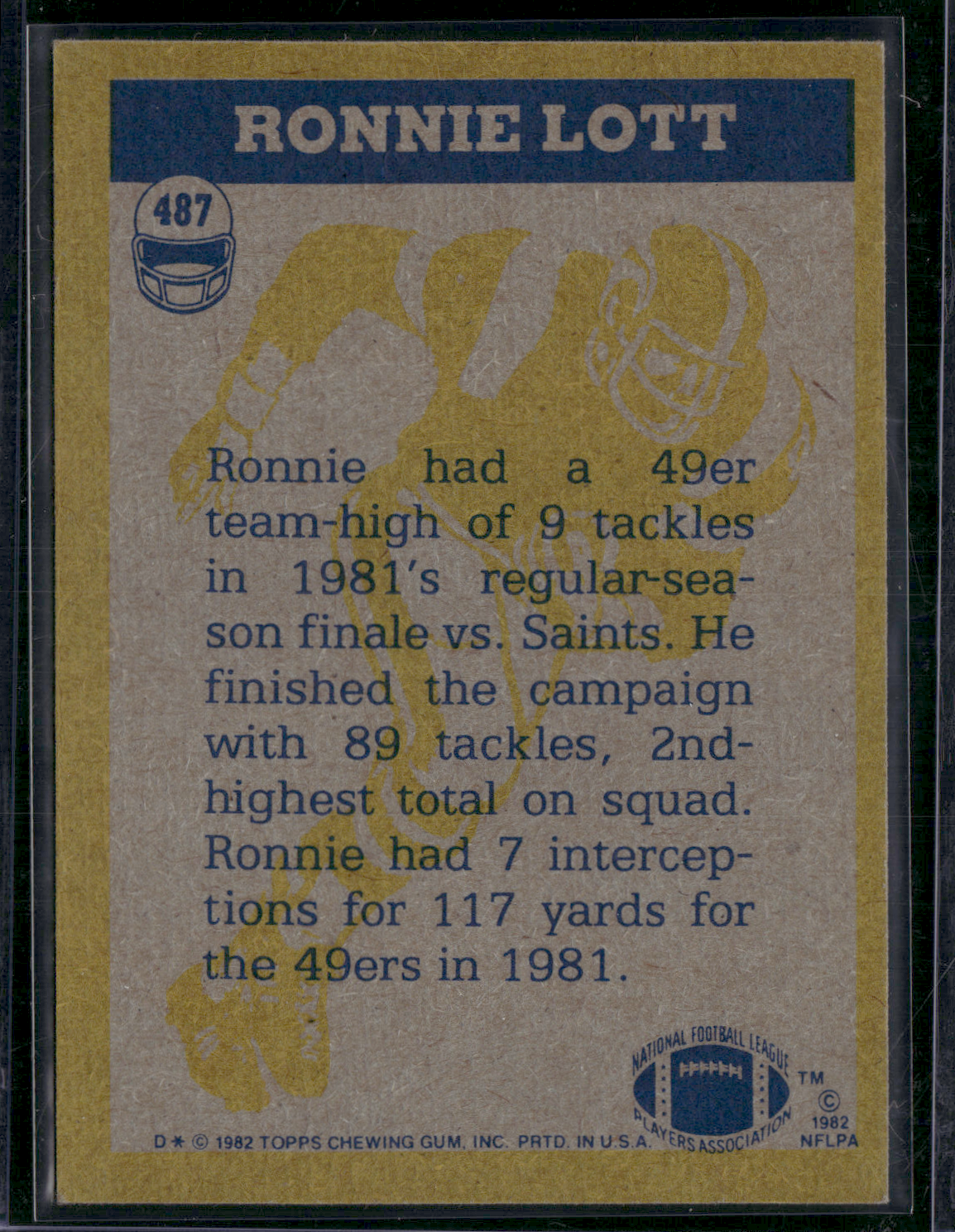 1982 Topps RONNIE LOTT #487 In Action (EX/MT)