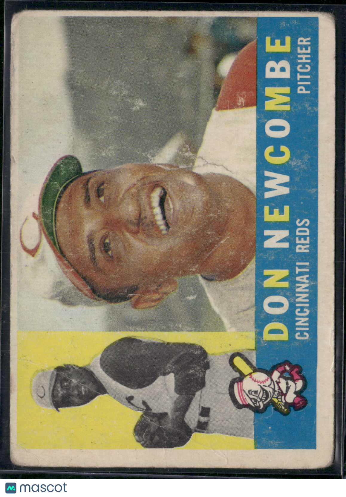 1960 Topps DON NEWCOMBE #345 Toning Wrinkles (Good-VG)