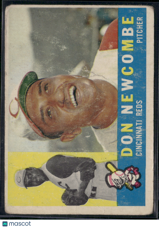 1960 Topps DON NEWCOMBE #345 Toning Wrinkles (Good-VG)