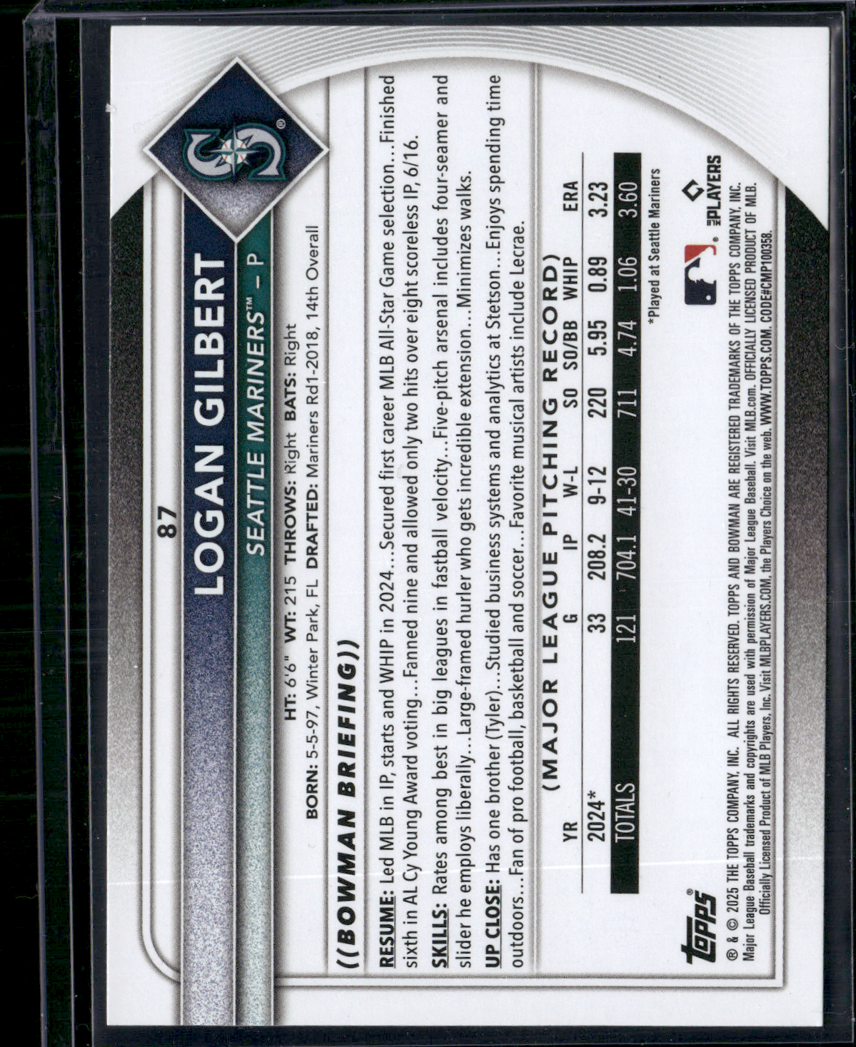2025 Bowman LOGAN GILBERT #87