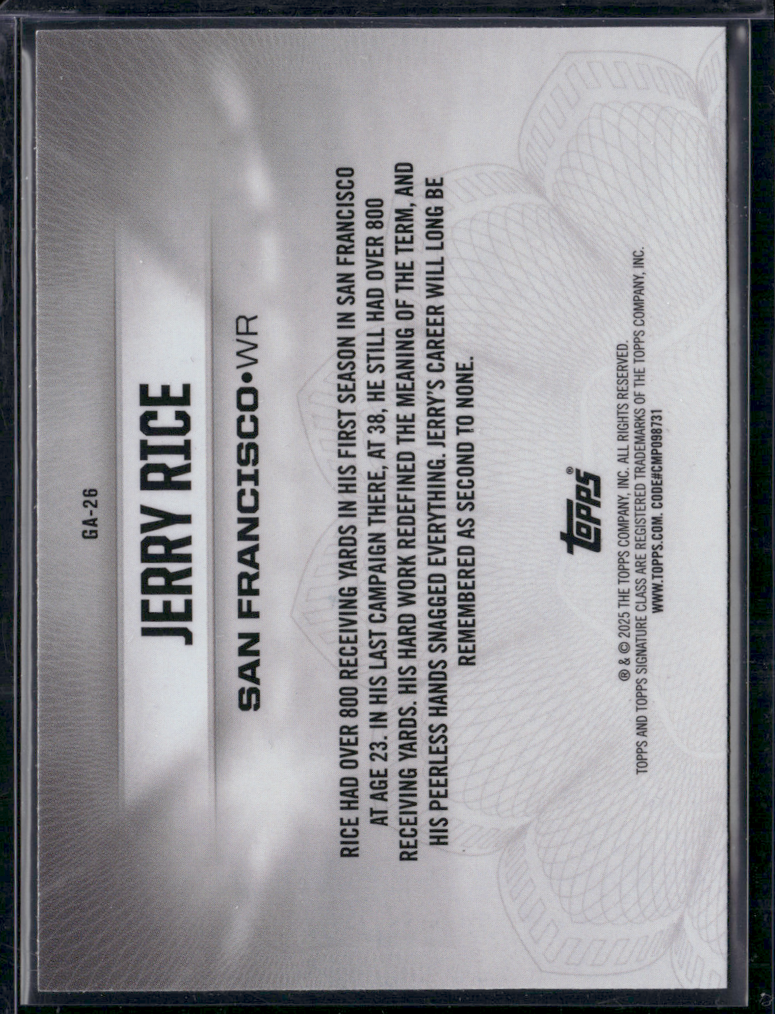 2024 Topps Signature Class JERRY RICE #GA-26 GRIDIRON AMBASSADORS