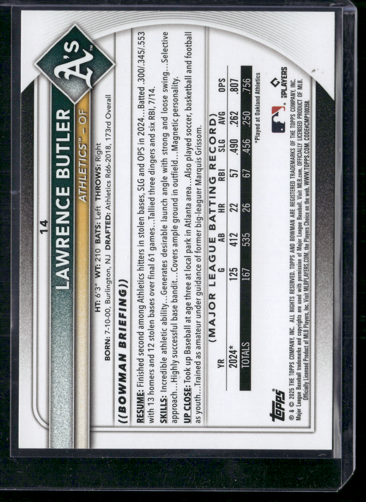 2025 Bowman LAWRENCE BUTLER #14
