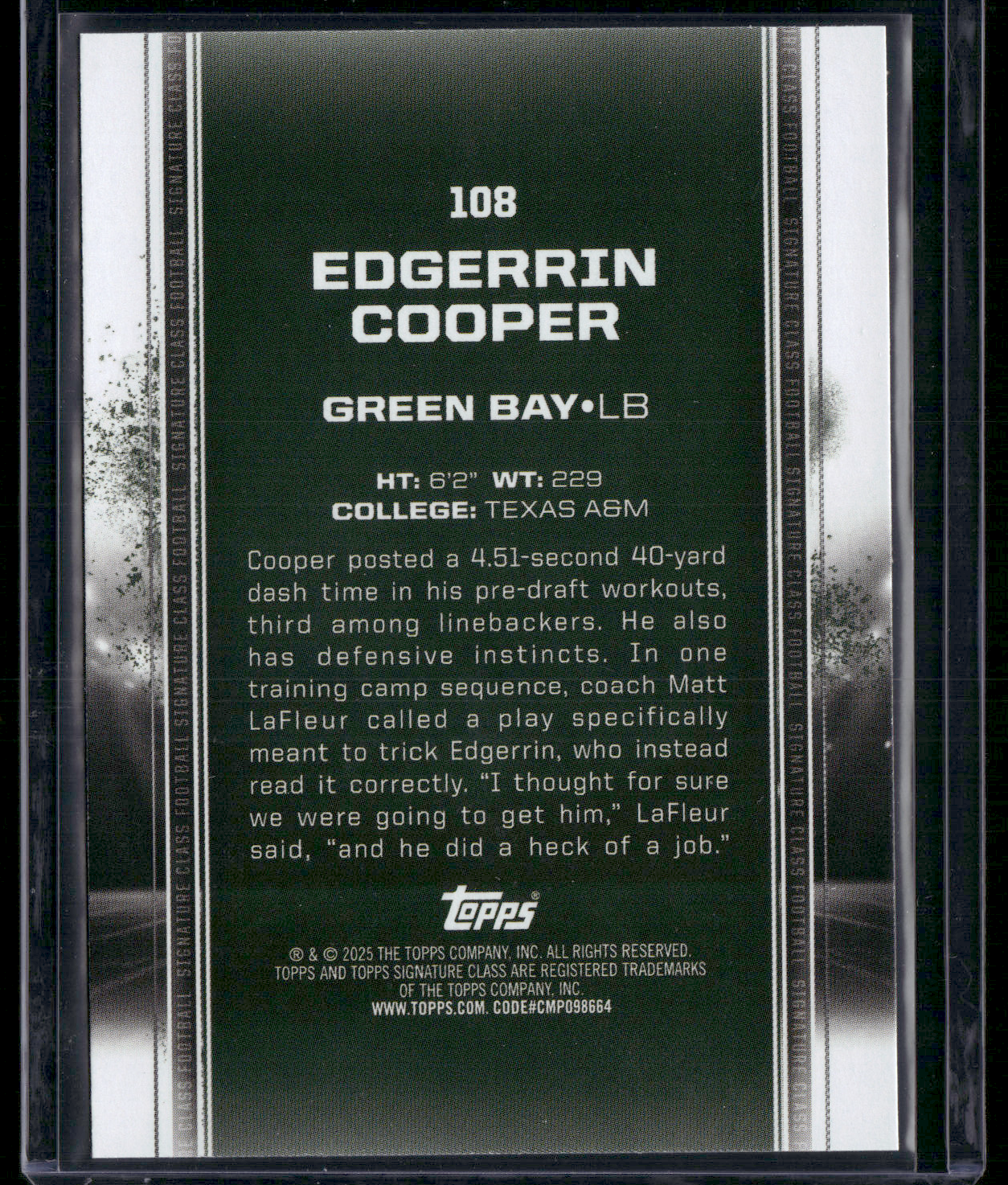 2024 Topps Signature Class EDGERRIN COOPER #108 Rookie Card RC
