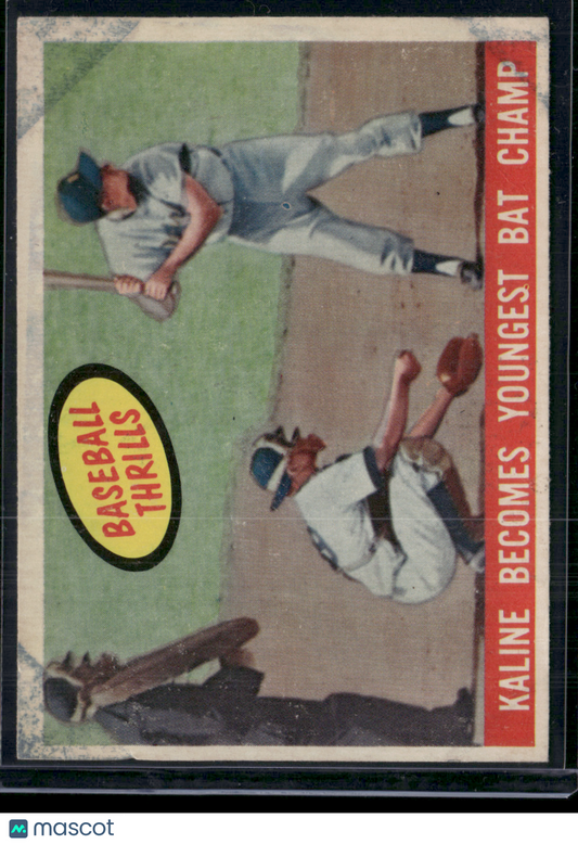 1959 Topps AL KALINE #463 Baseball Thrills Corner stains (VG)