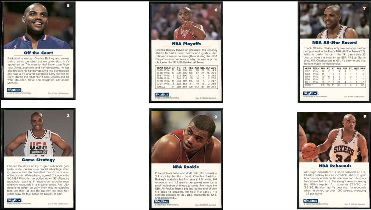 1992 Skybox CHARLES BARKLEY Team USA 6 ~ CARDLOT (EX)