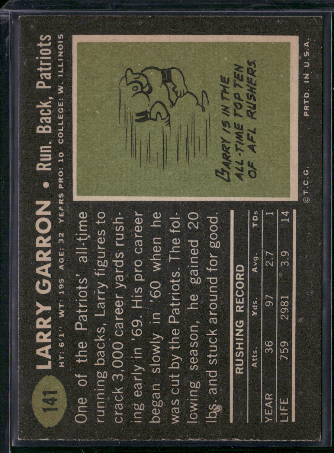 1969 Topps LARRY GARRON #141 (EX)