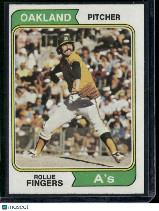 1974 Topps ROLLIE FINGERS #212 Wax stain on Front (VG/EX-EX)