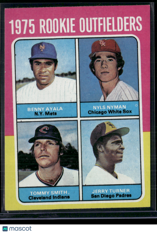 1975 Topps AYALA/NYMAN/SMITH/TURNER #619 1975 RookieOutfielders Miscut(EX-EX/MT)